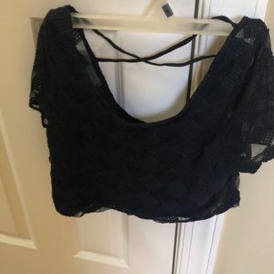 Black checkered crop top